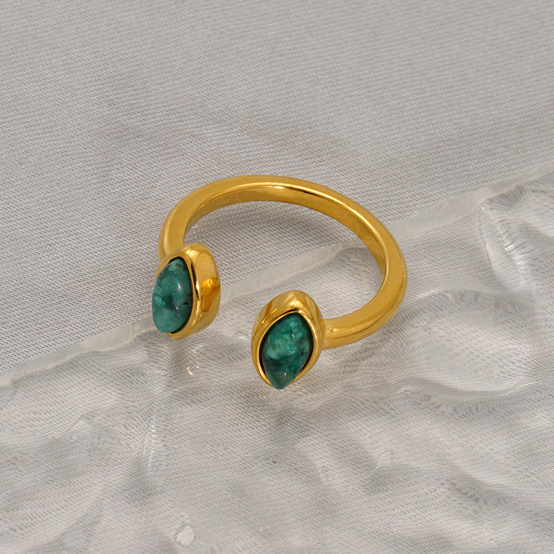 18k gold double pendant ring