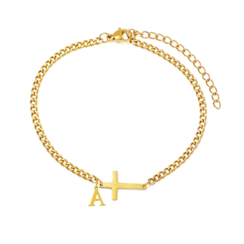 18K gold cross bracelet