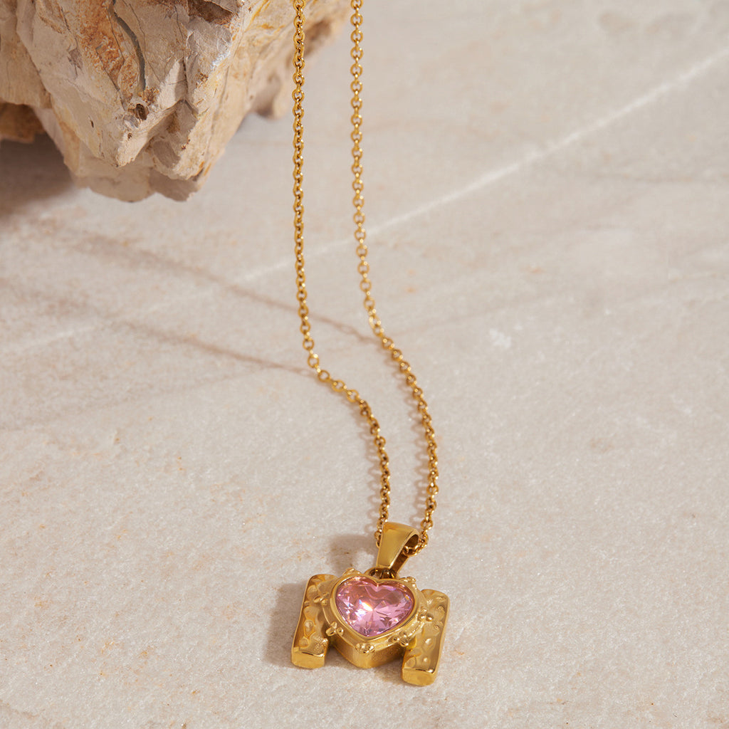 Gold Love Zircon Hammer M Pendant