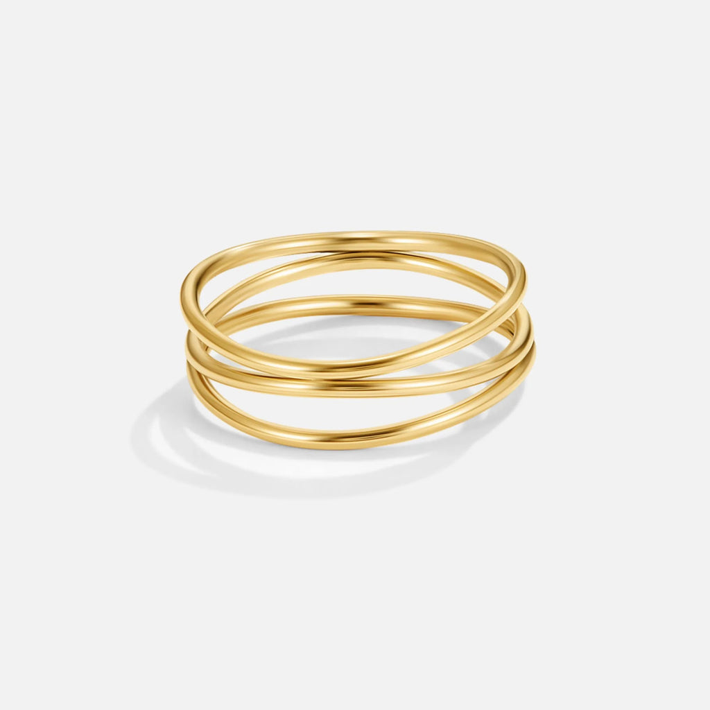 18k gold cute triple layer ring