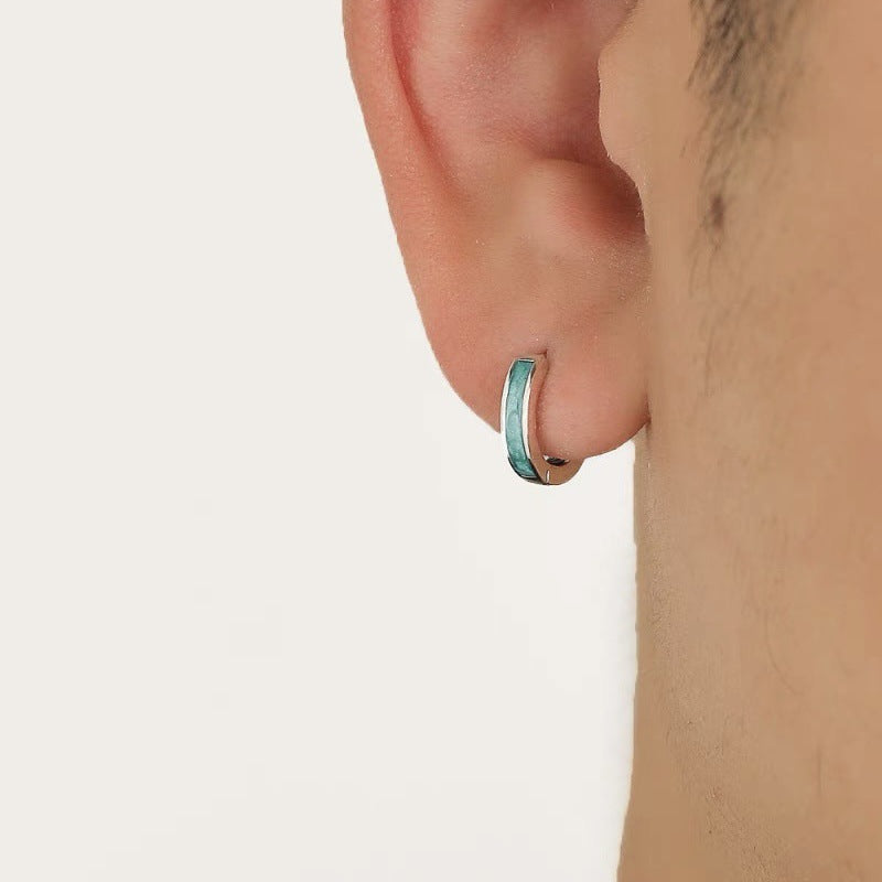 18k Green Oil-Drip Ear Clips