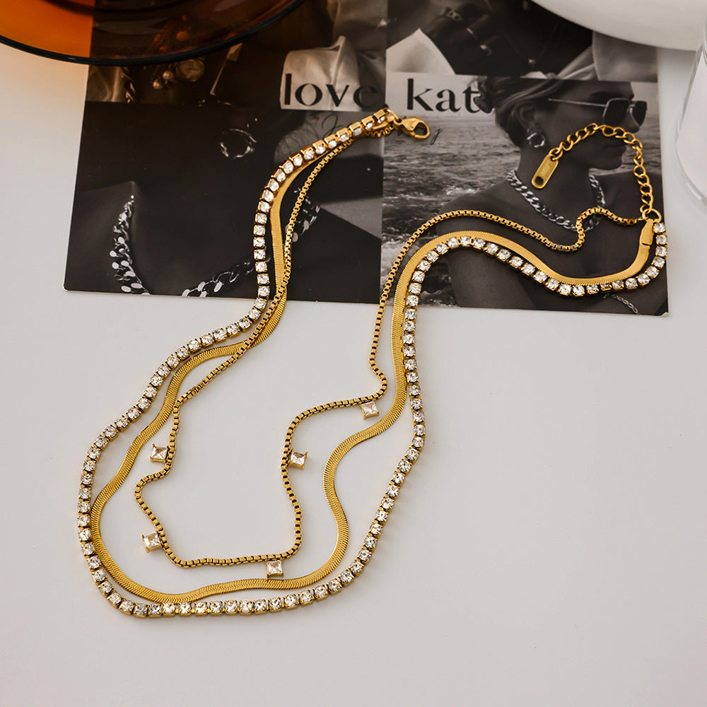18K Gold, silver Three-layer Necklace