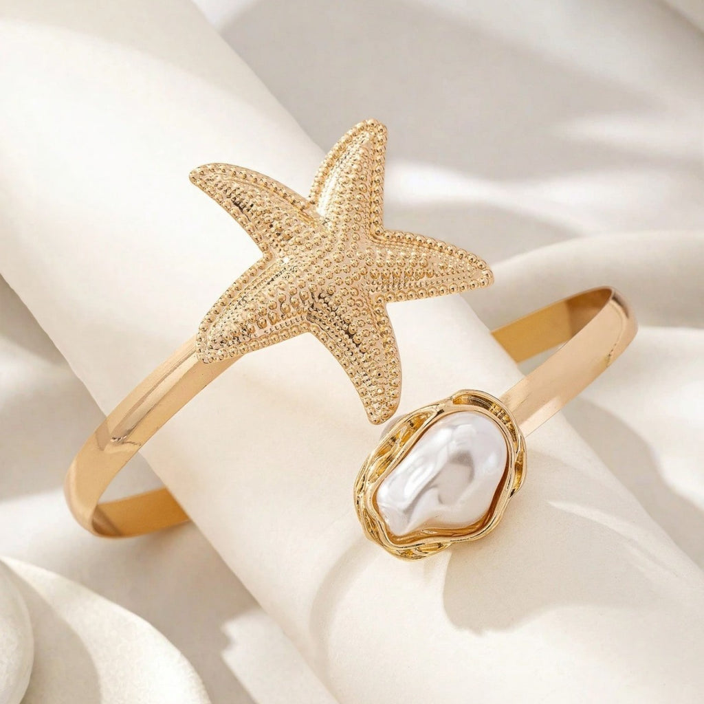 Ocean-Style Flower And Starfish arm bracelet