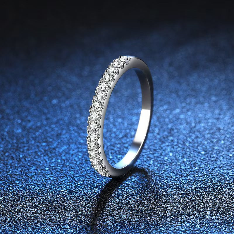 silver diamond rounded ring