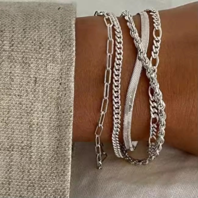 5pcs Silver Bracelets 14K Silver Plated