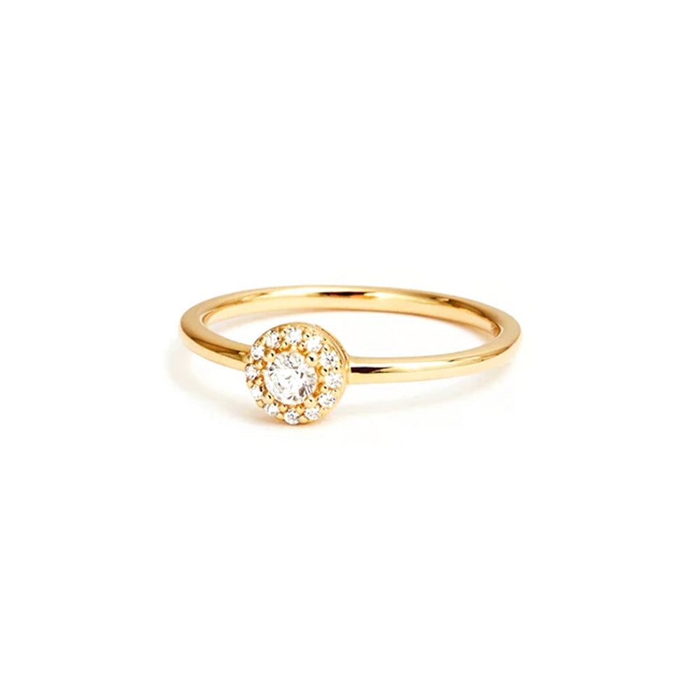 Wind Rounded Corner 13 diamond Moissanite Ring 18K Gold