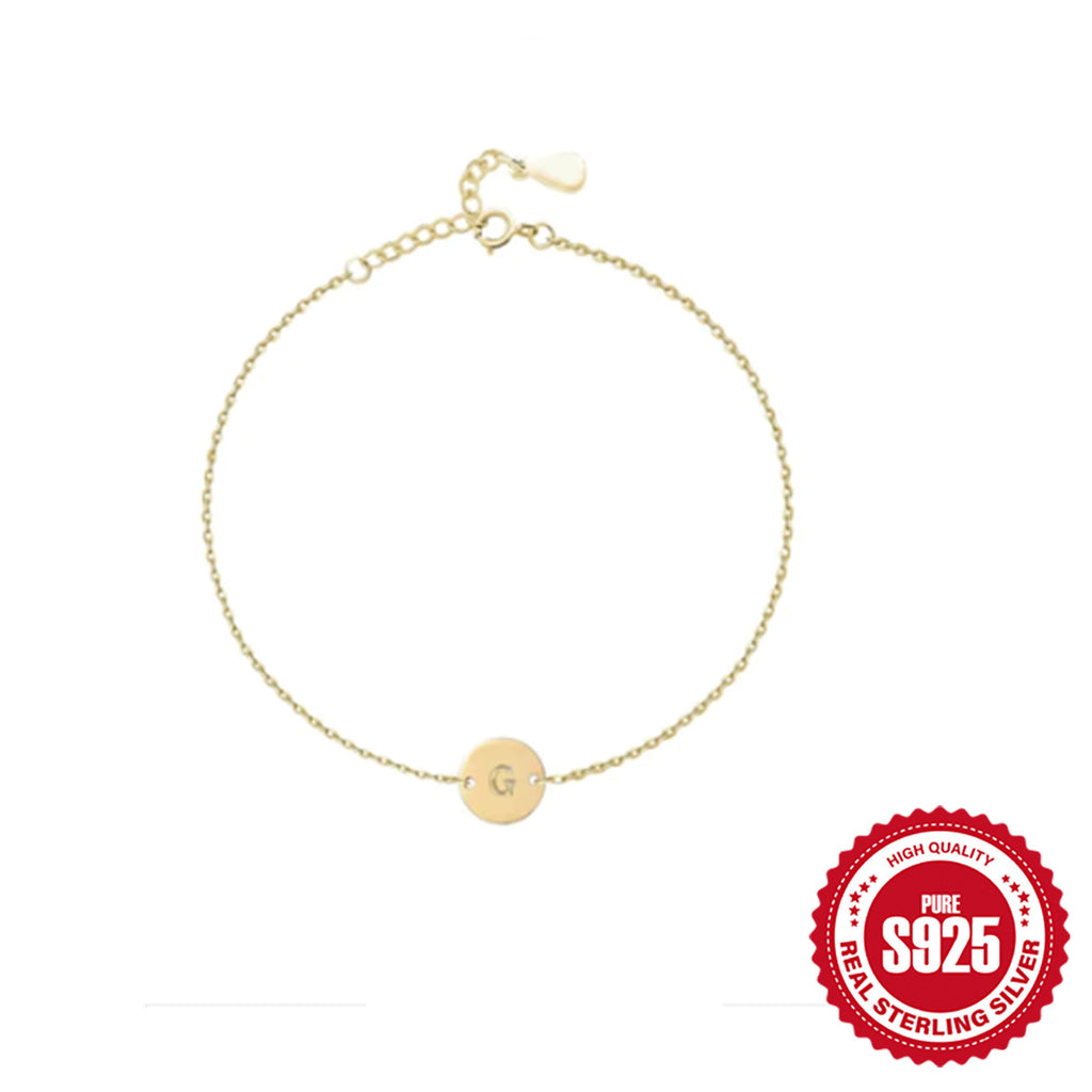 Minimalist Round disc Letter etched Bracelet