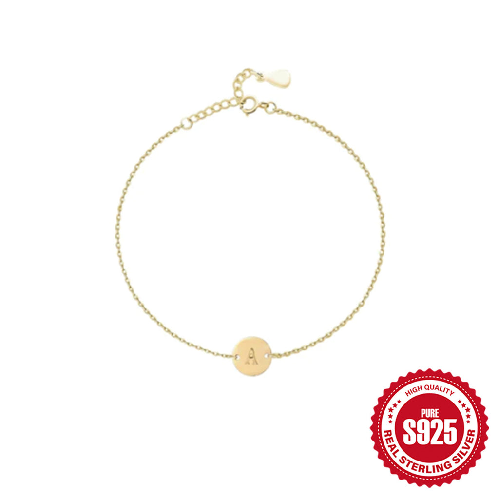 Minimalist Round disc Letter etched Bracelet