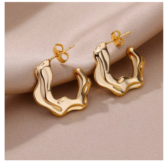 18k gold Retro Geometric earrings
