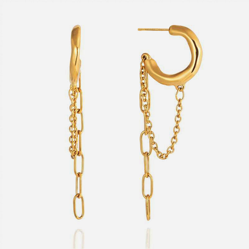 Minimalist 14k Chain Tassel Earrings
