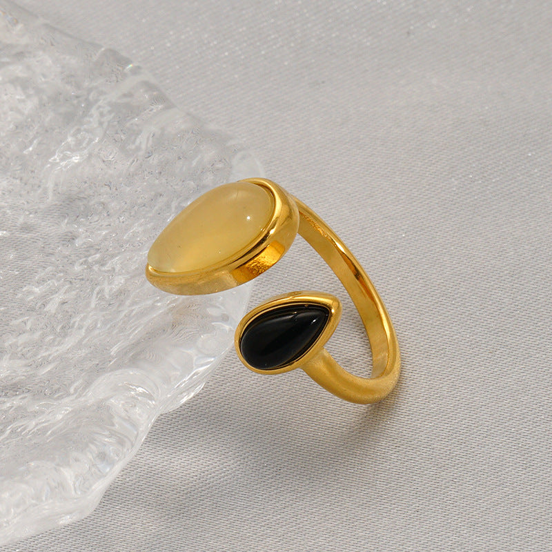18k gold double pendant ring