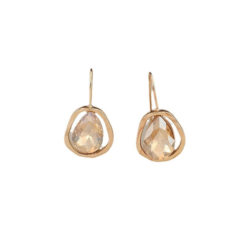 18k Light-luxury Alloy Earrings With Gemstone