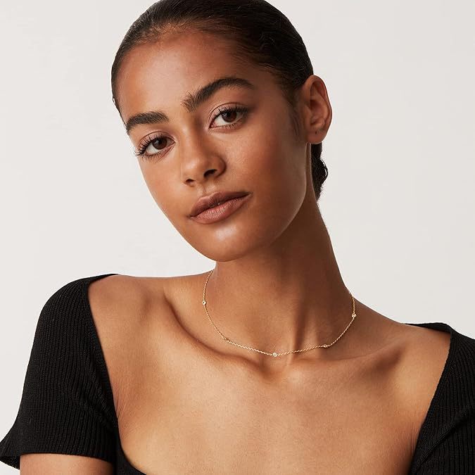 14k gold Personalized Rhinestone Necklace