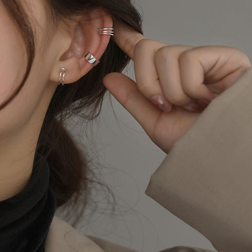 18k Geometric Hollow Metal Earrings