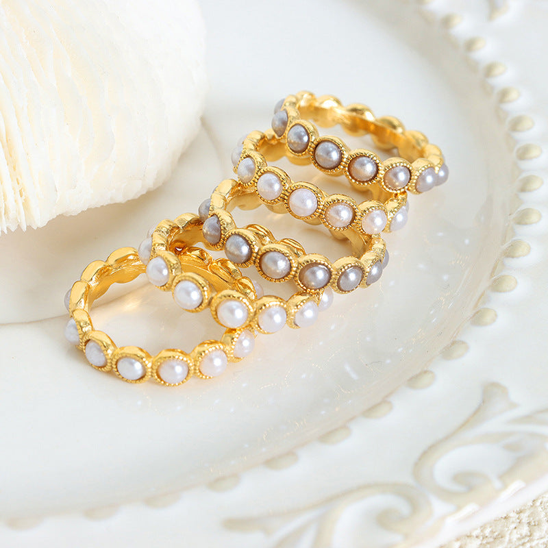 18k gold pearl ring