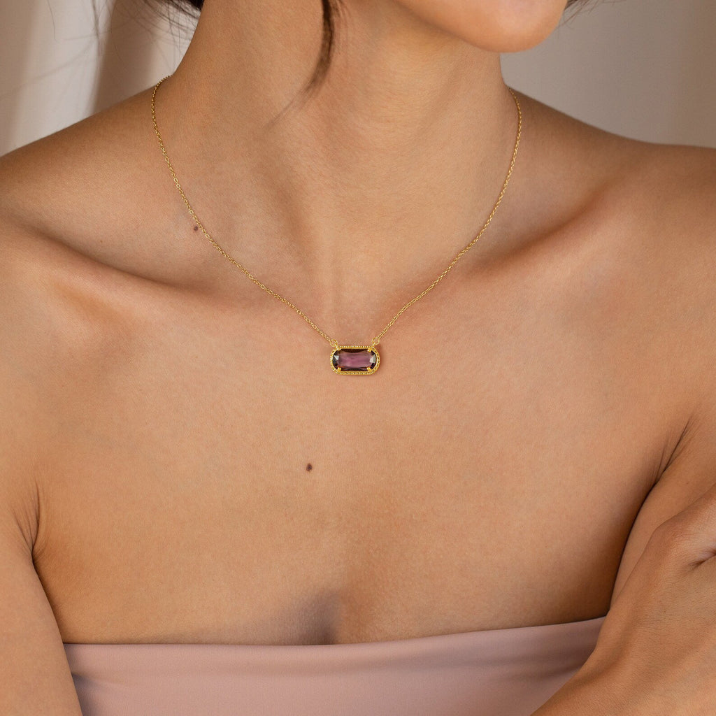 18k gold birthstone pendant necklace