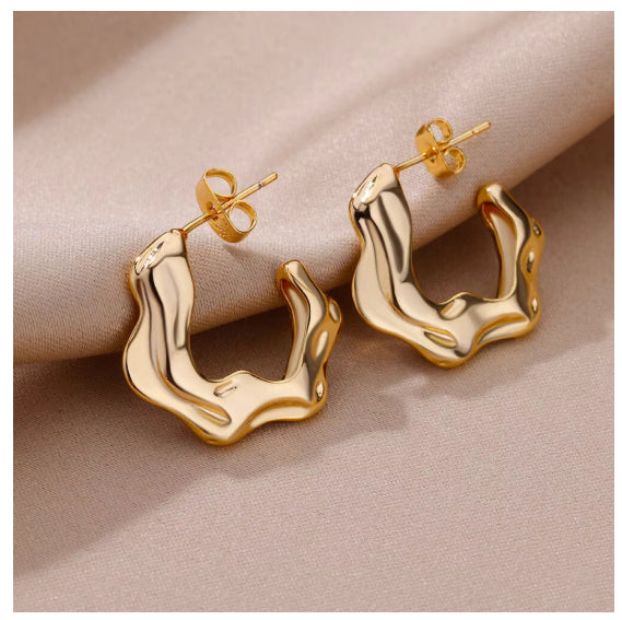 18k gold Retro Geometric earrings