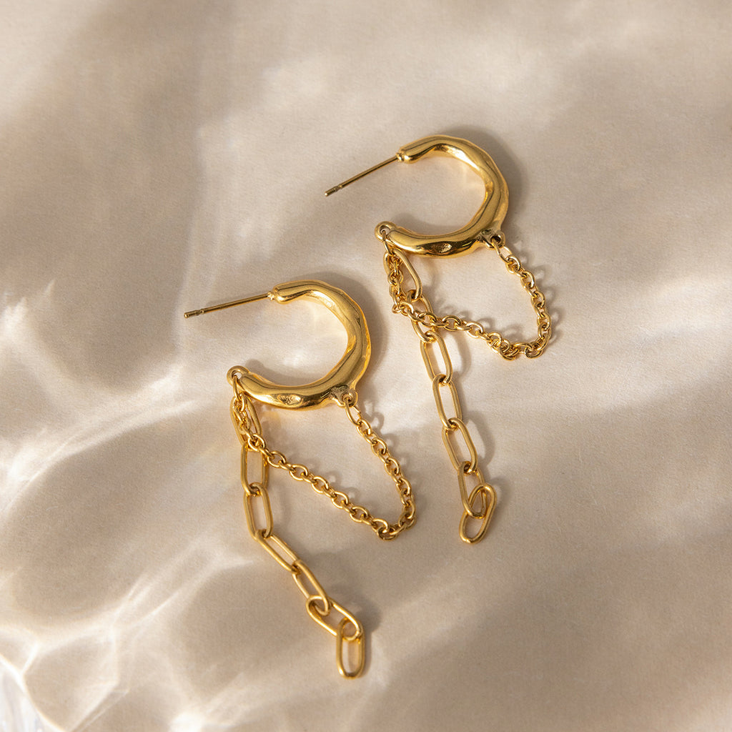 Minimalist 14k Chain Tassel Earrings