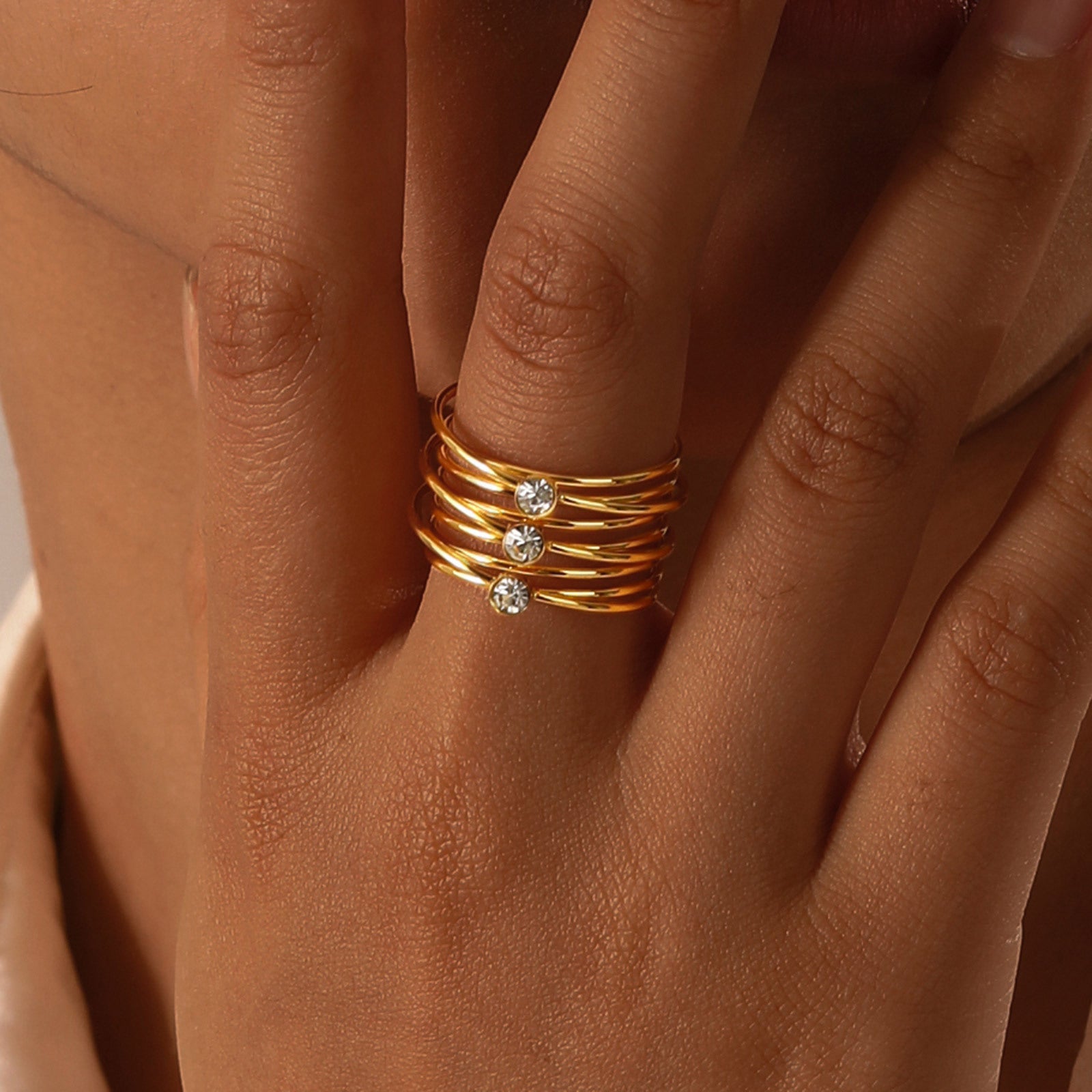 18k gold multi ring lace