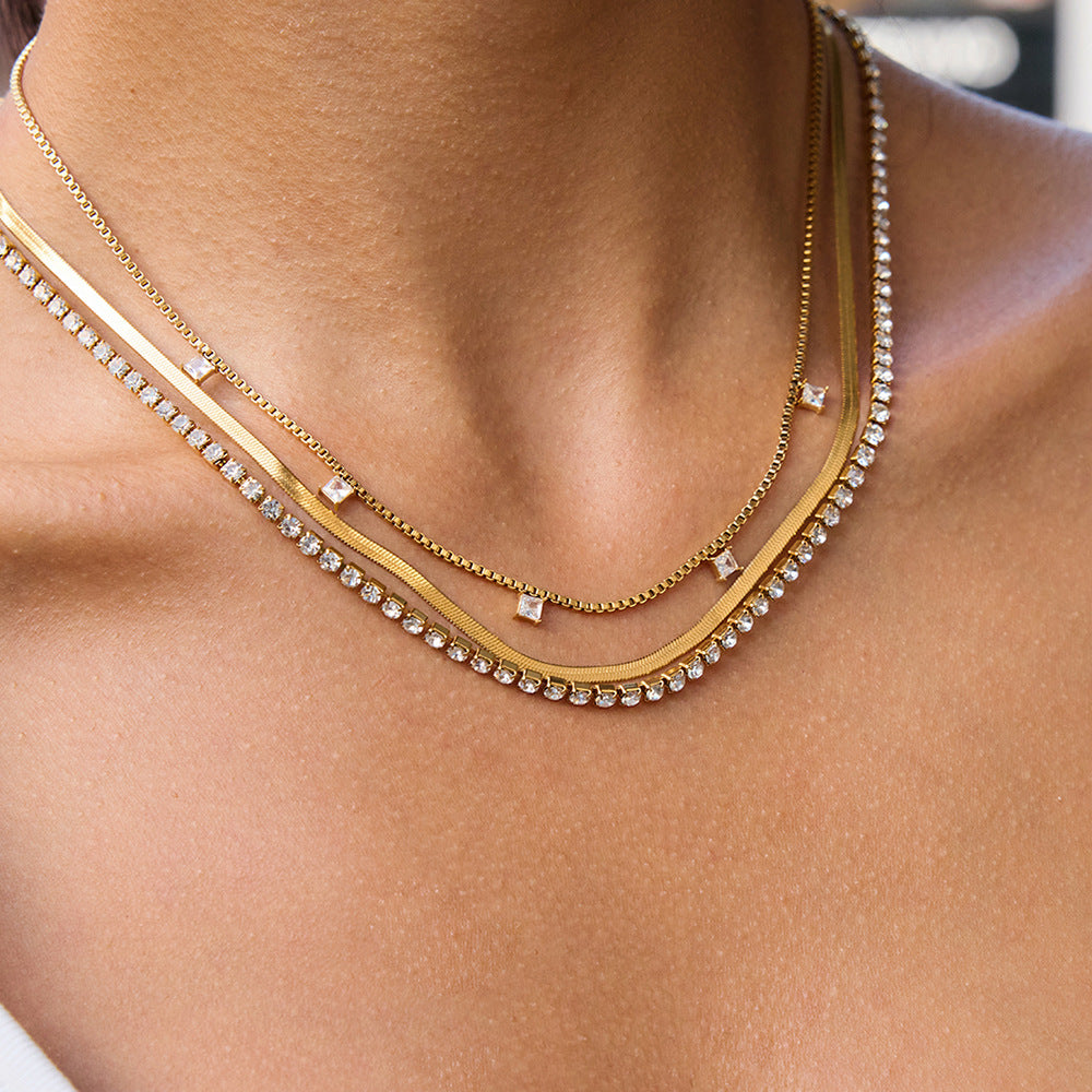 18K Gold, silver Three-layer Necklace
