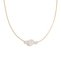 18k gold necklace, triple pearl