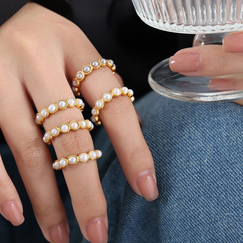 18k gold pearl ring