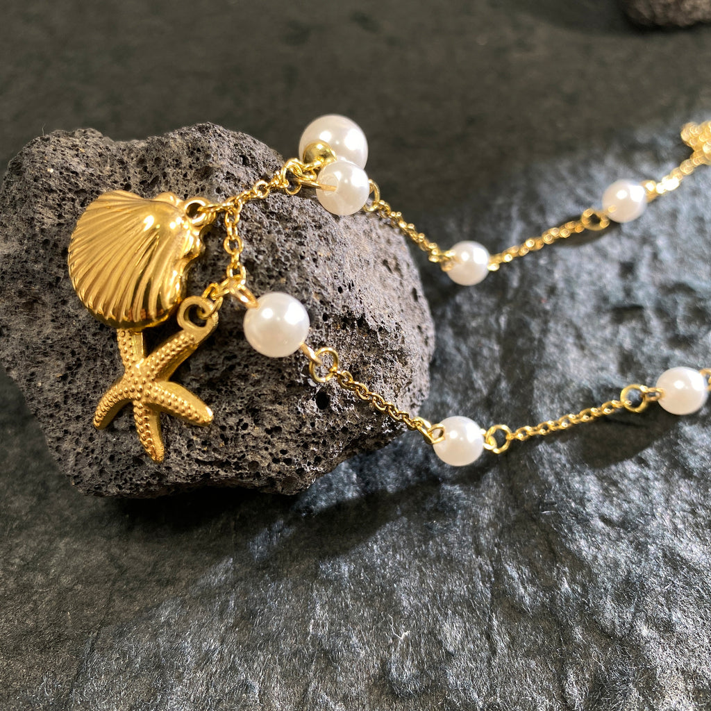 18k gold Ocean Starfish Pearl Shell Bracelet