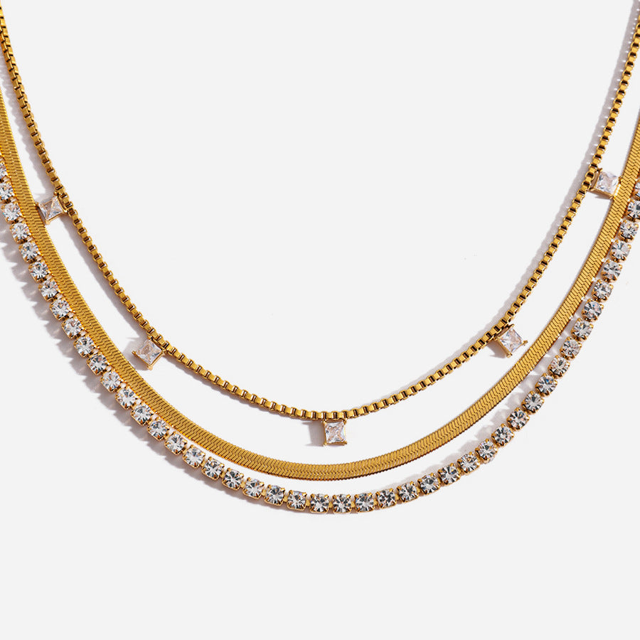 18K Gold, silver Three-layer Necklace