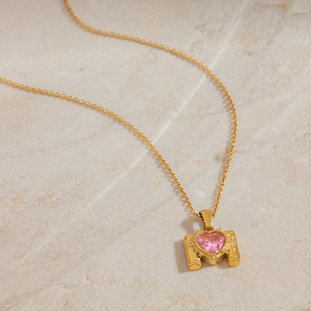 Gold Love Zircon Hammer M Pendant