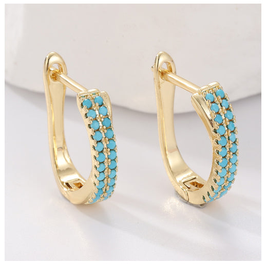 18k gold and teal earings