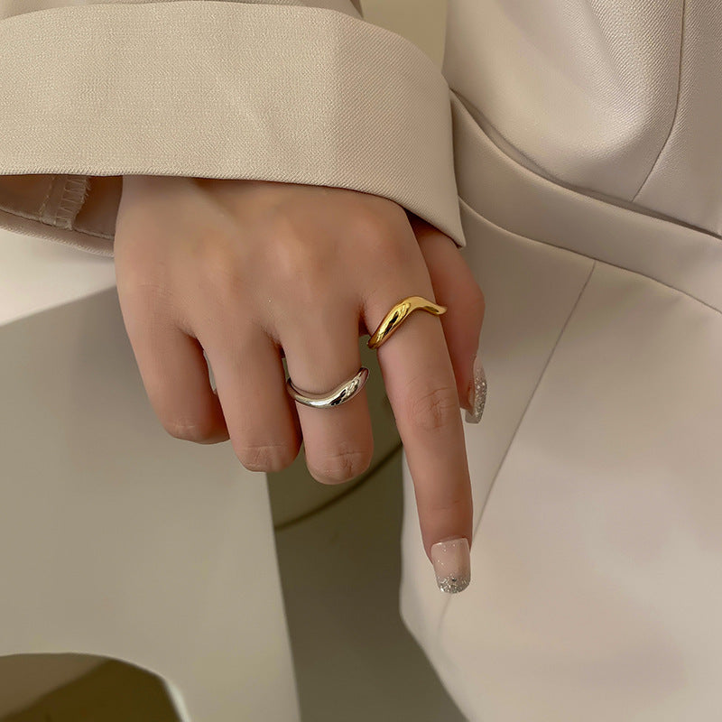 18k Simple wave line Ring