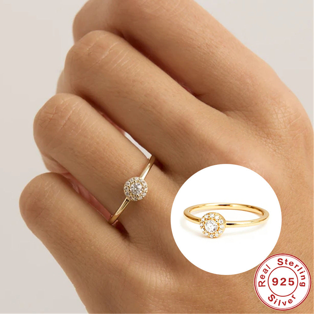 Wind Rounded Corner 13 diamond Moissanite Ring 18K Gold
