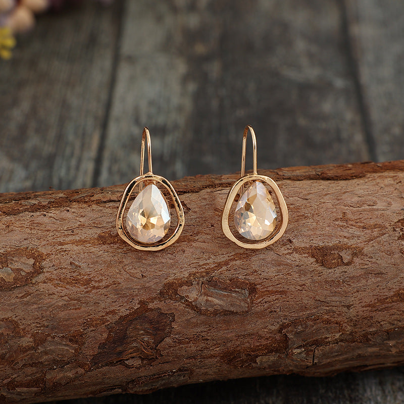 18k Light-luxury Alloy Earrings With Gemstone