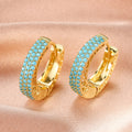 Teal and gold printed earrings