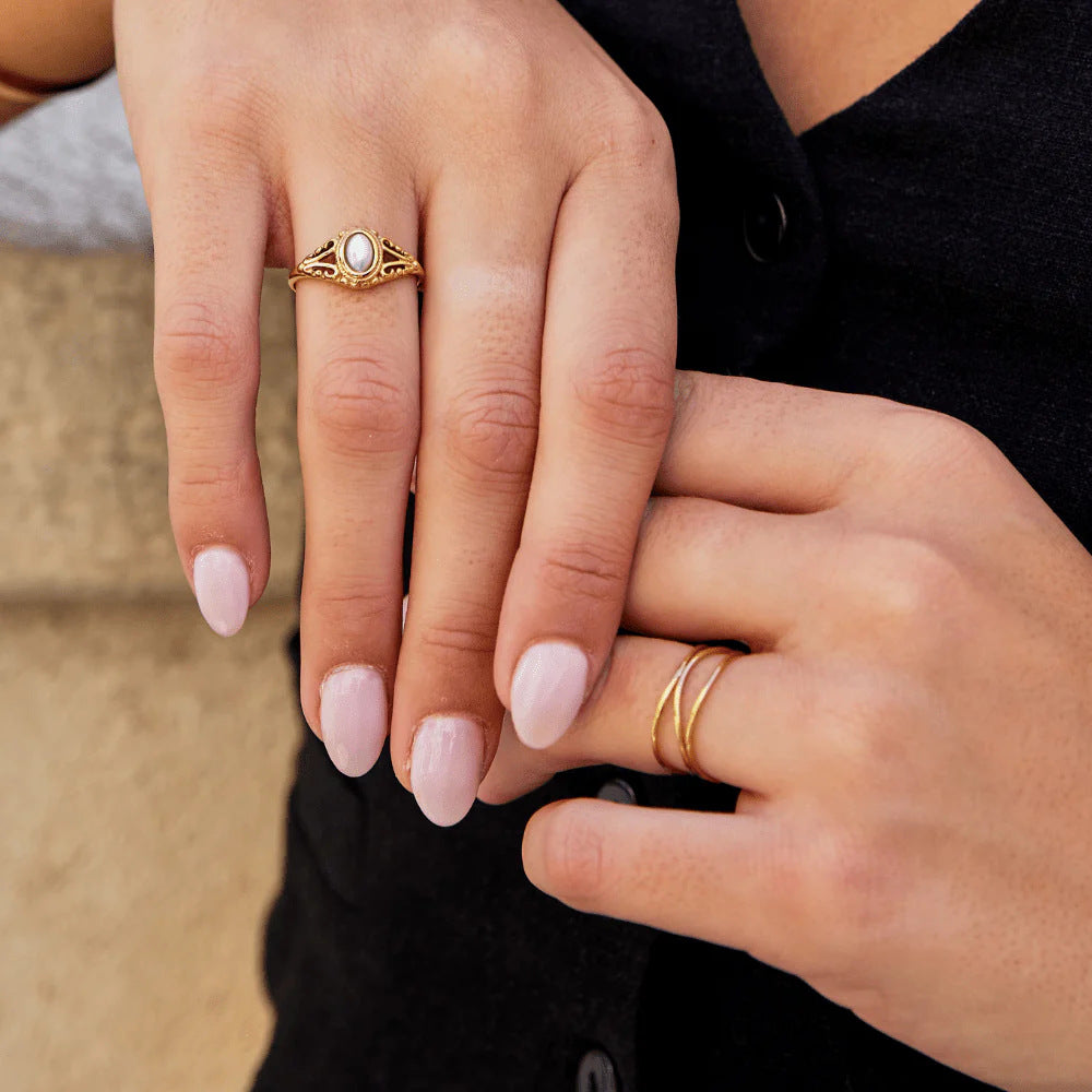 18k gold cute triple layer ring