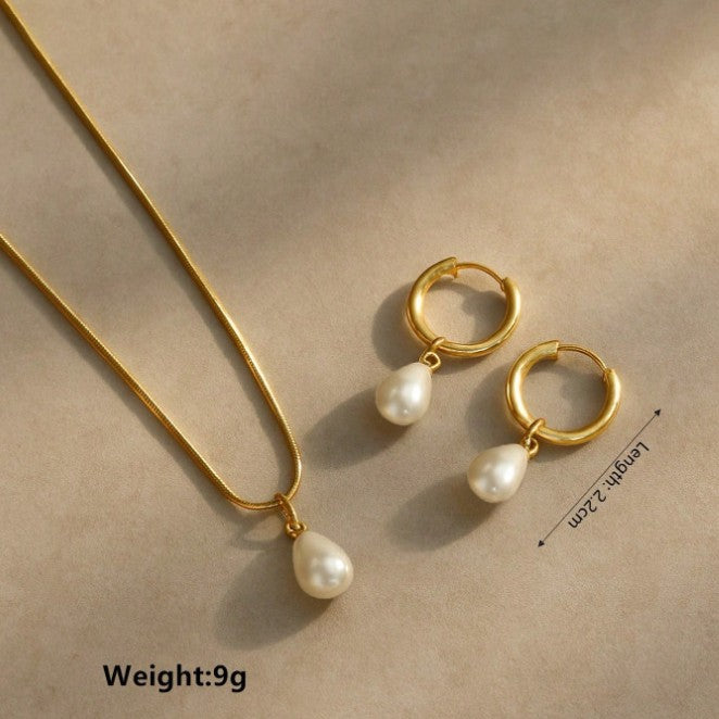 Pearl Necklace And Earrings Set