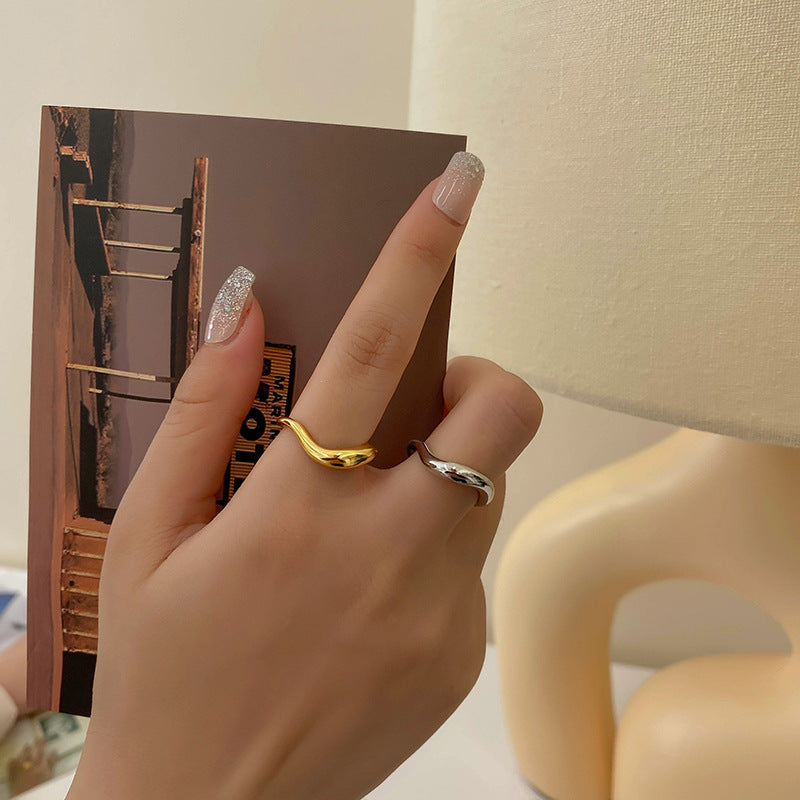 18k Simple wave line Ring