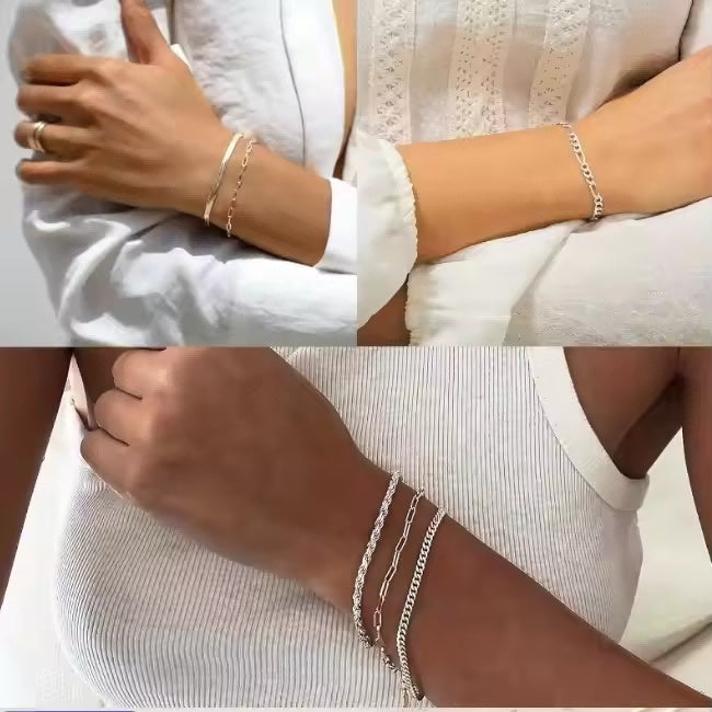 5pcs Silver Bracelets 14K Silver Plated