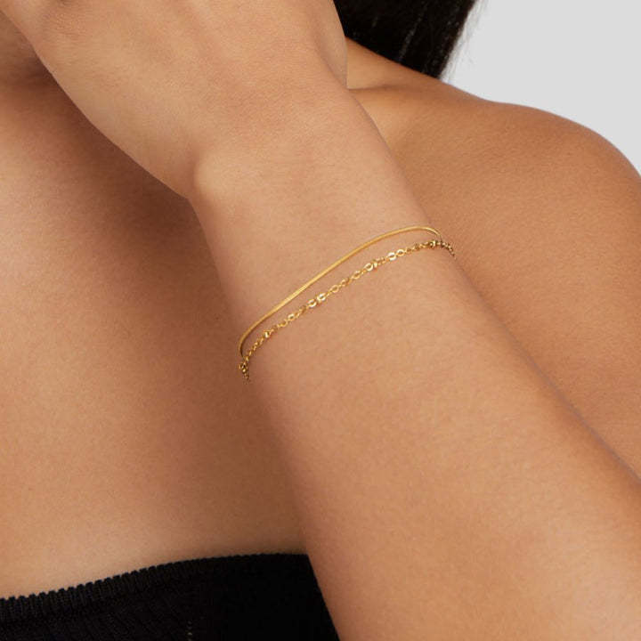 18k gold double layer Snake chain Bracelet