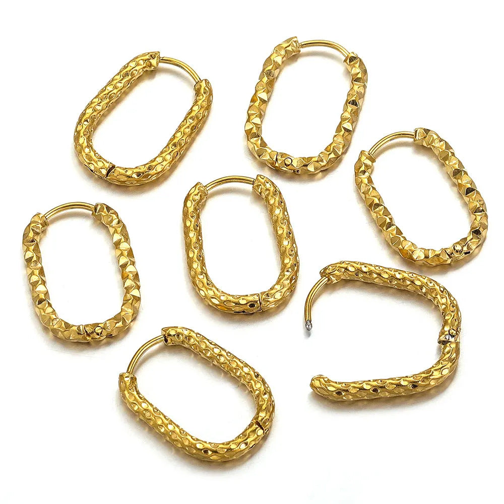 18k gold Starburst-pattern Rectangular earings