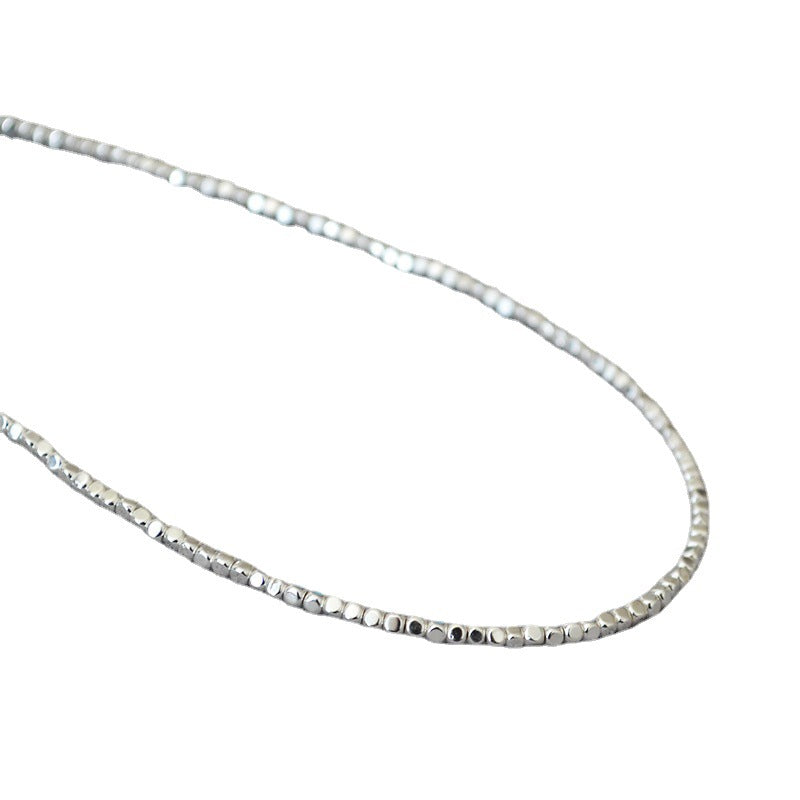 Simple silver square bead Necklace