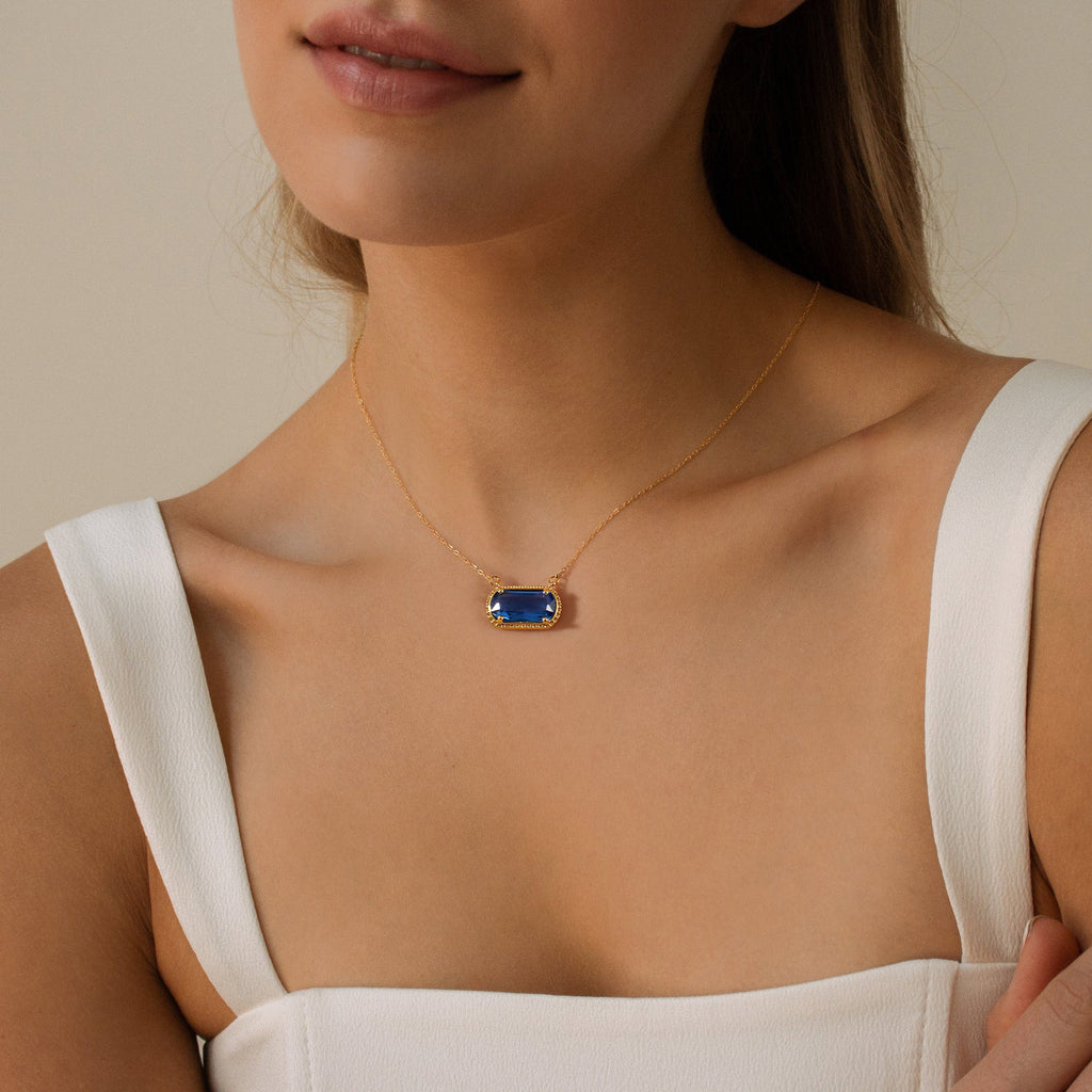 18k gold birthstone pendant necklace