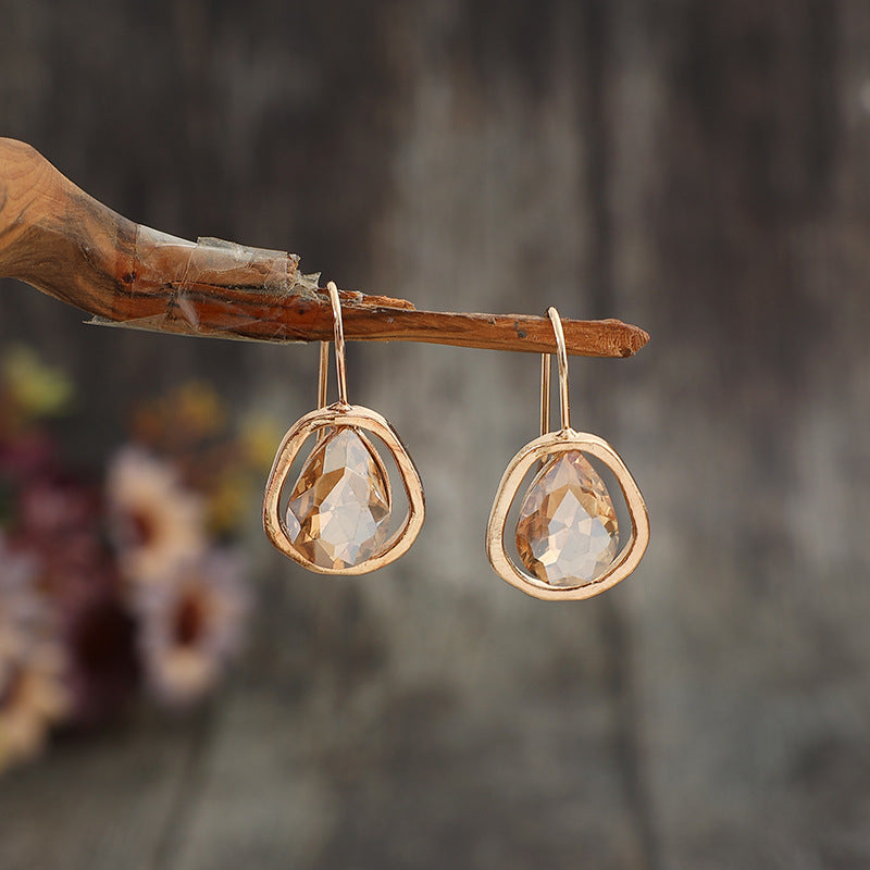 18k Light-luxury Alloy Earrings With Gemstone