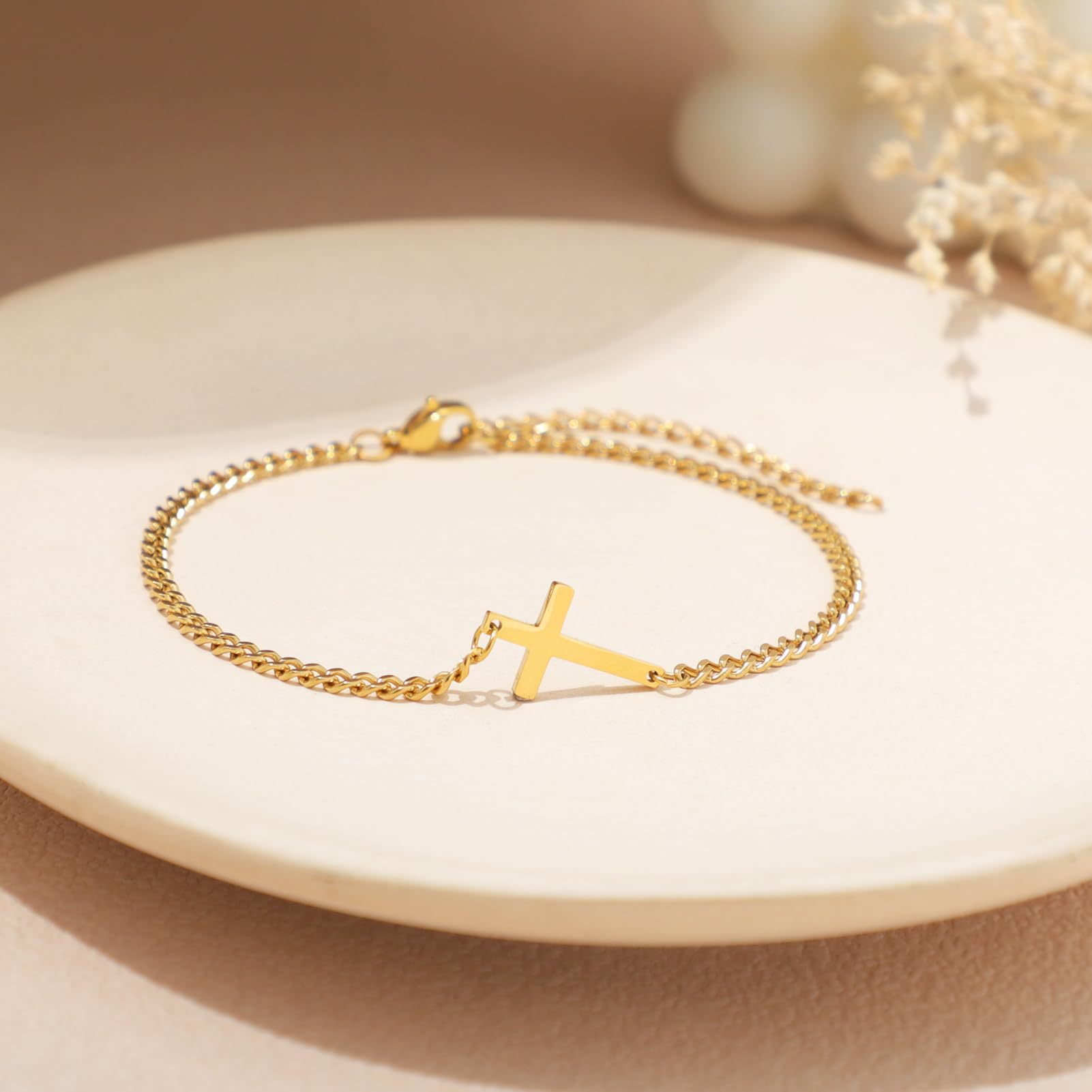 18K gold cross bracelet