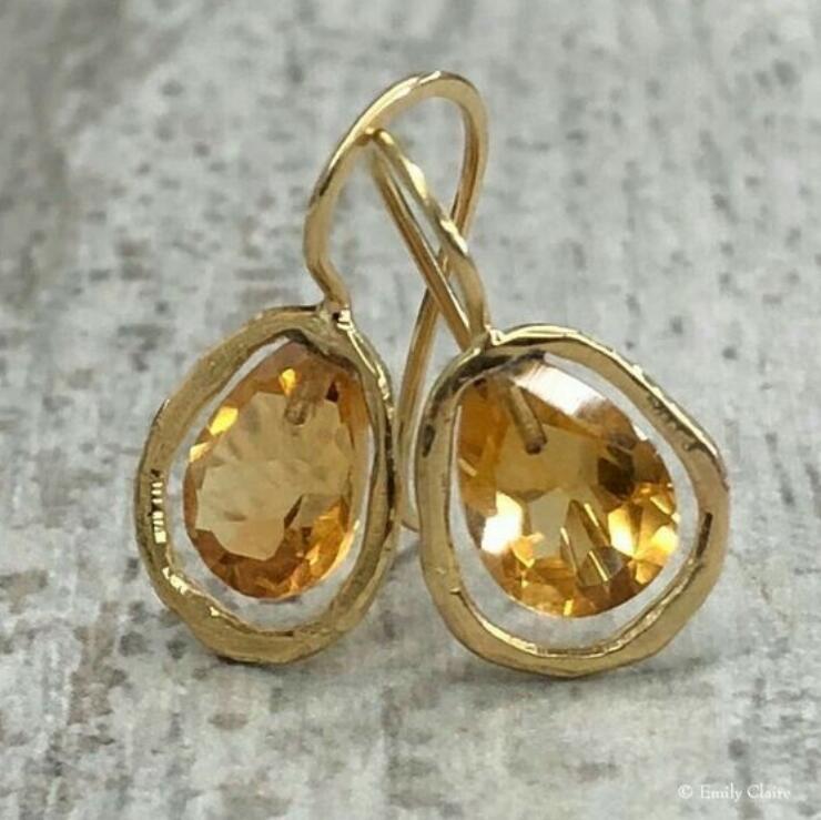 18k Light-luxury Alloy Earrings With Gemstone
