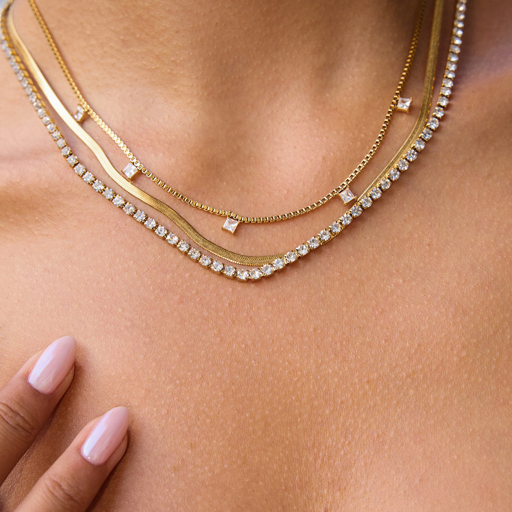 18K Gold, silver Three-layer Necklace