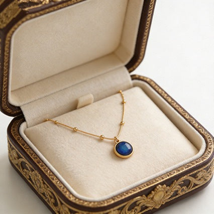 18k gold blue pendant necklace