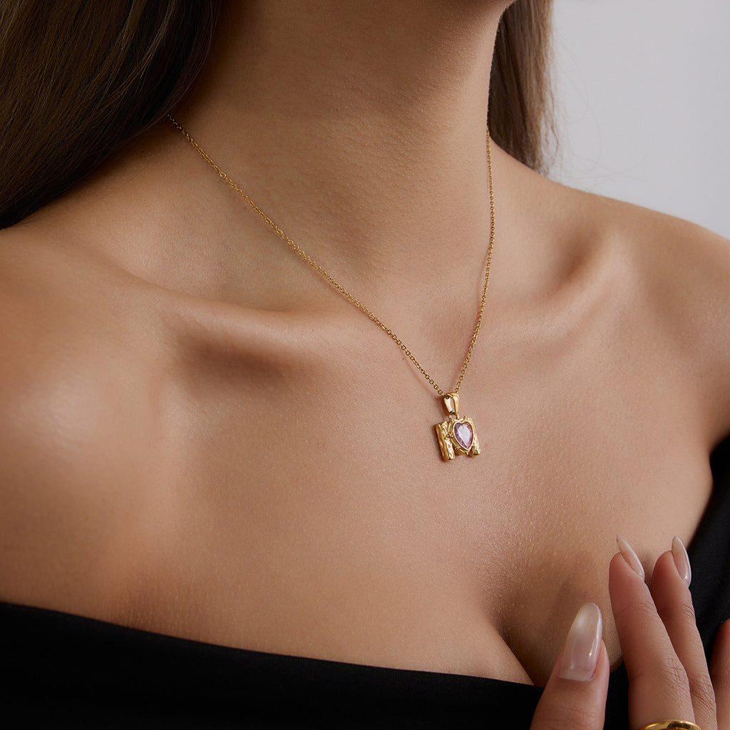 Gold Love Zircon Hammer M Pendant