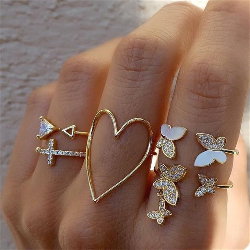 Creative rings set 14k gold, S925