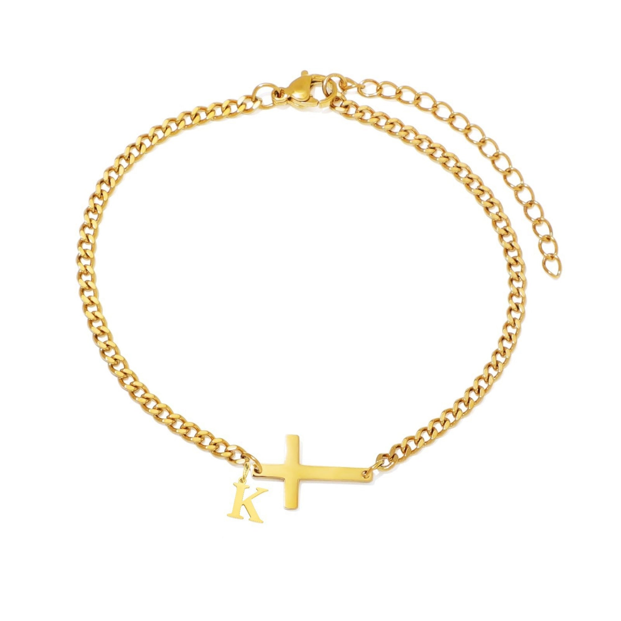 18K gold cross bracelet